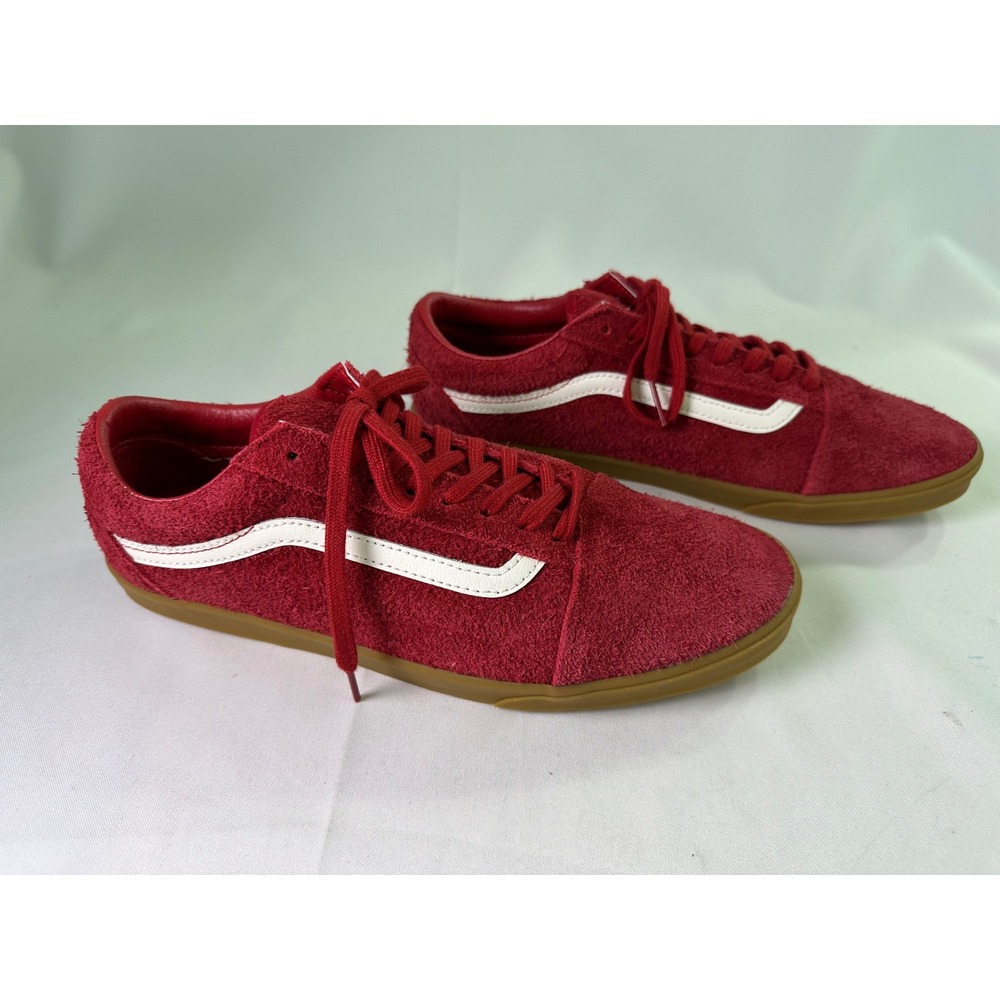 New Vans Old Skool Hairy Suede Red Maroon Gum Sole Skate Shoes Men 10 Low no box